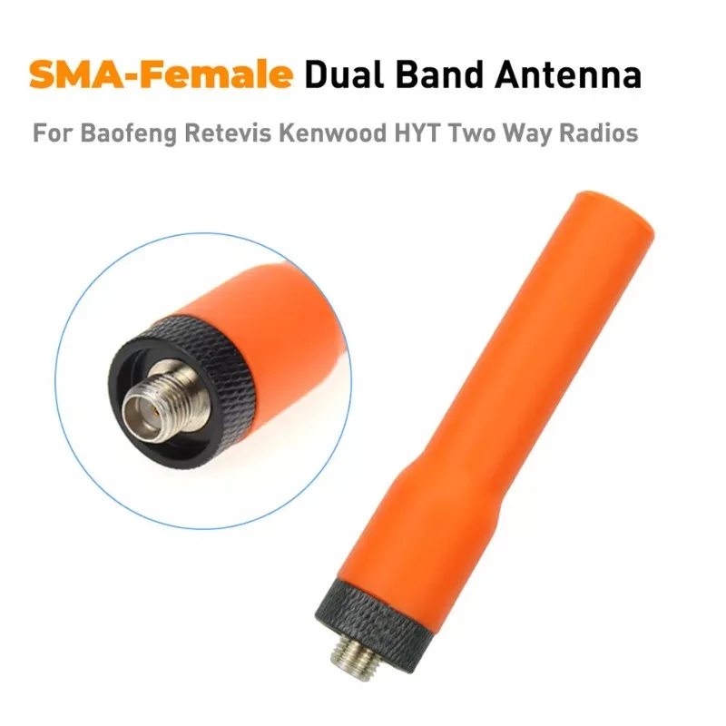 Antena lembut Mini SF20 Dual Band merah UHF/VHF SMA Pria/SMA perempuan/BNC antena konektor untuk Baofeng Kenwood Walkie-talkie radio