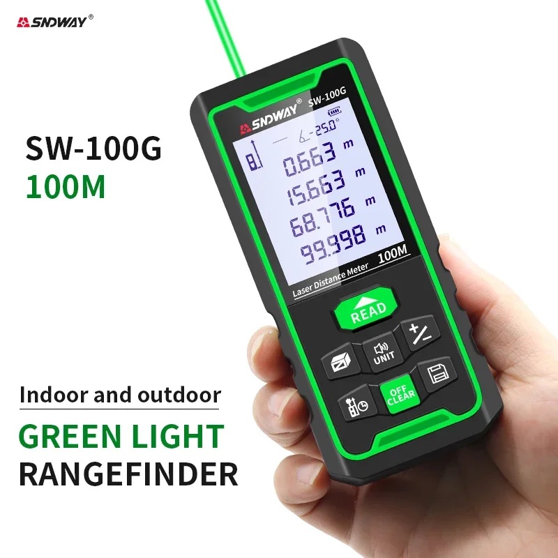 Laser Range Finder 50M 70M 100M Green Light Distance Meter Indoor/Outdoor Trena Lazer SW-50G/SW-70G/SW-100G