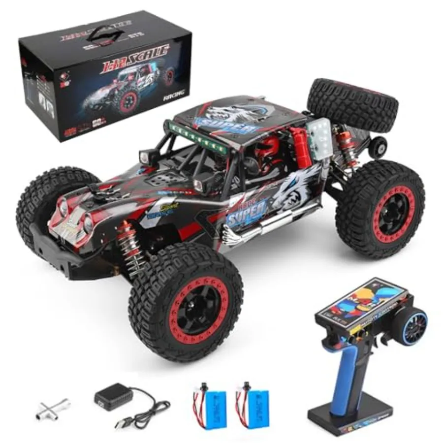 

Радиоуправляемая машинка 1:12, бесщеточный двигатель, скорость 60 км/ч, полноприводный внедорожный монстр-трак с металлическим шасси, светодиодными фарами, красный/черный цвет, 2 батареи в комплекте