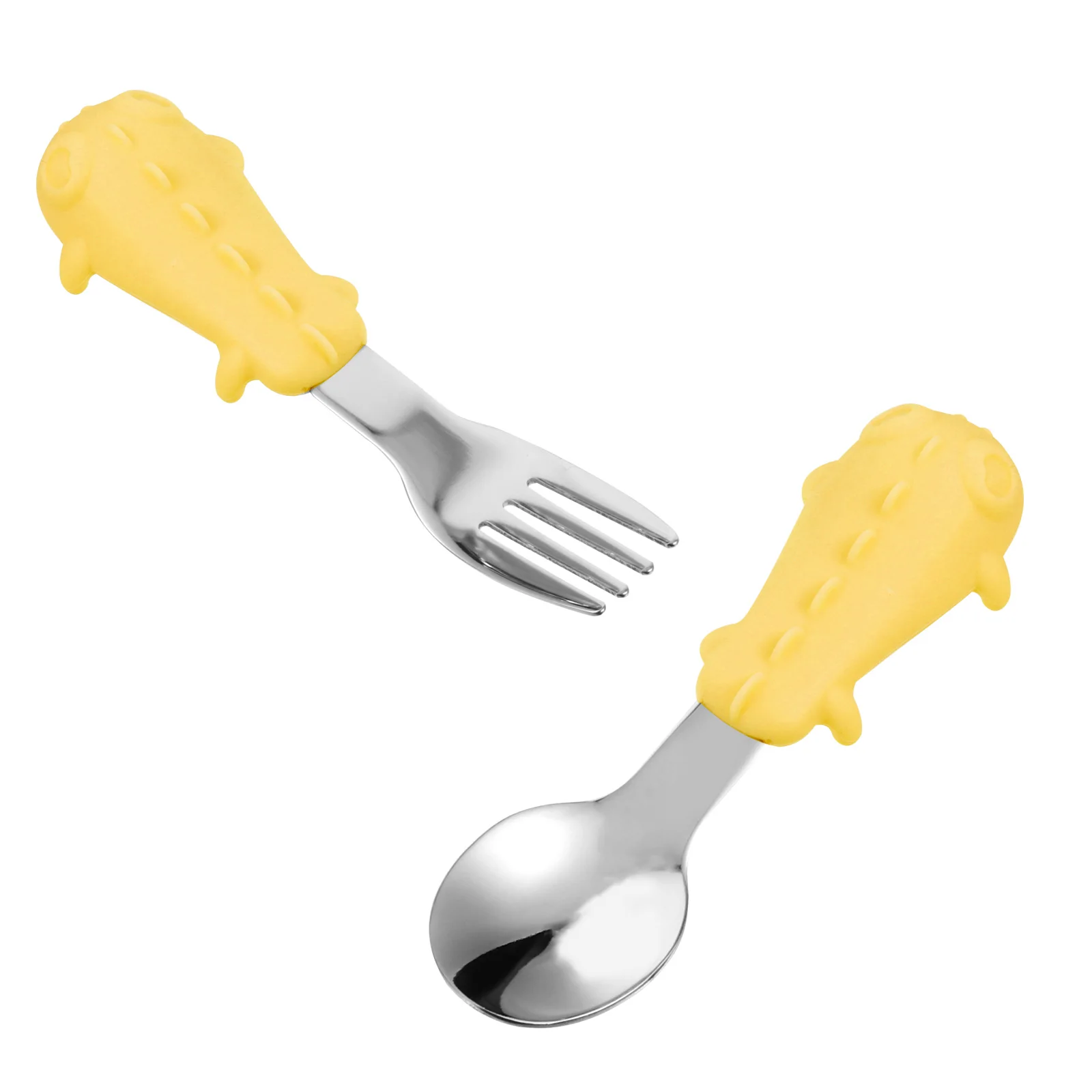 

Baby Spoon Fork Set Durable Safe Lightweight Compact Toddler Utensils Self Training Eating Tool Practical Design