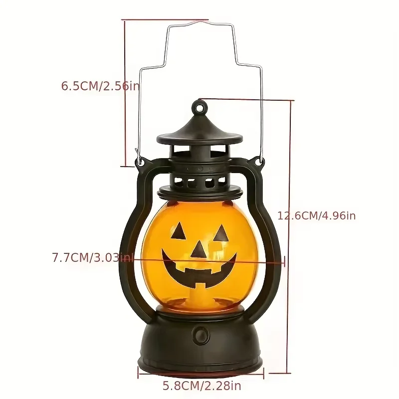 Halloween Appeso Zucca Lanterna Luce LED Fantasma Lampada a lume di candela Retro Piccola lampada a olio Festa di Halloween Decorazioni per la casa Puntelli horror
