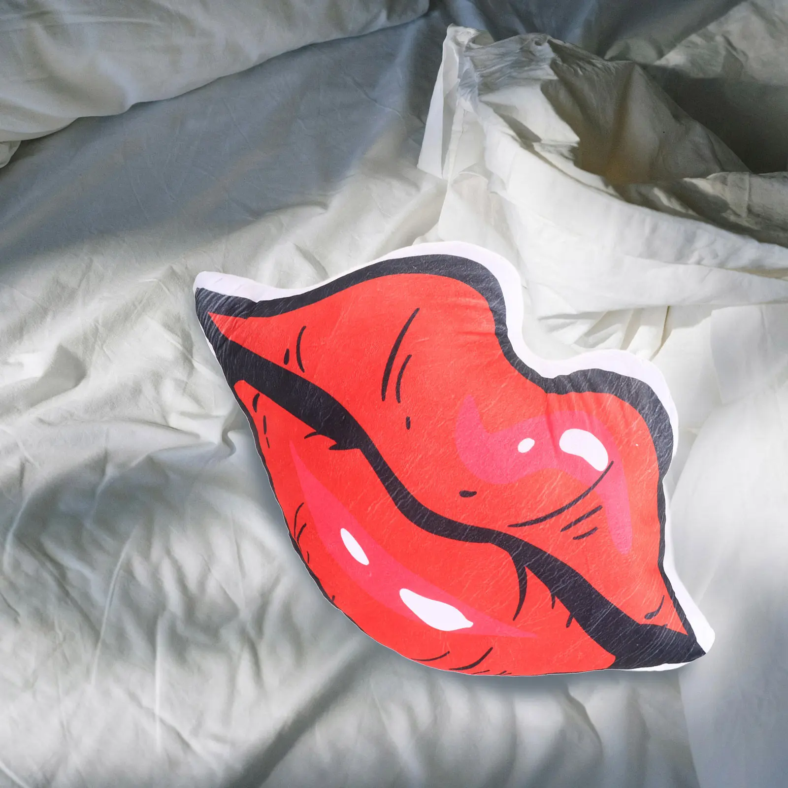 

Lip Throw Pillow Double-Sided Digital Print Red Soft PP Cotton Filled Decorative Accent Pillow for Valentine's Day