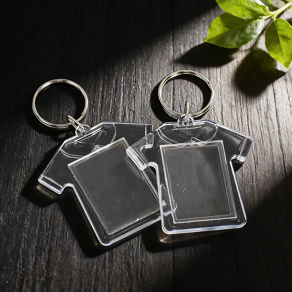 Clear Acrylic Jersey Shirt Shape Photo Insert Keychain Custom Picture Frame Key Ring Personalized Pet Memorial Gift DIY Name Tag