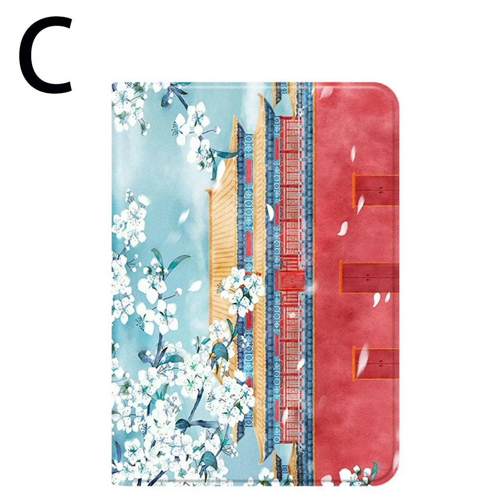 for iPad 10.2 Protective Case Chinese Style Light and Anti Falling Silk Texture Protective Case with Non-Slip Bracket C