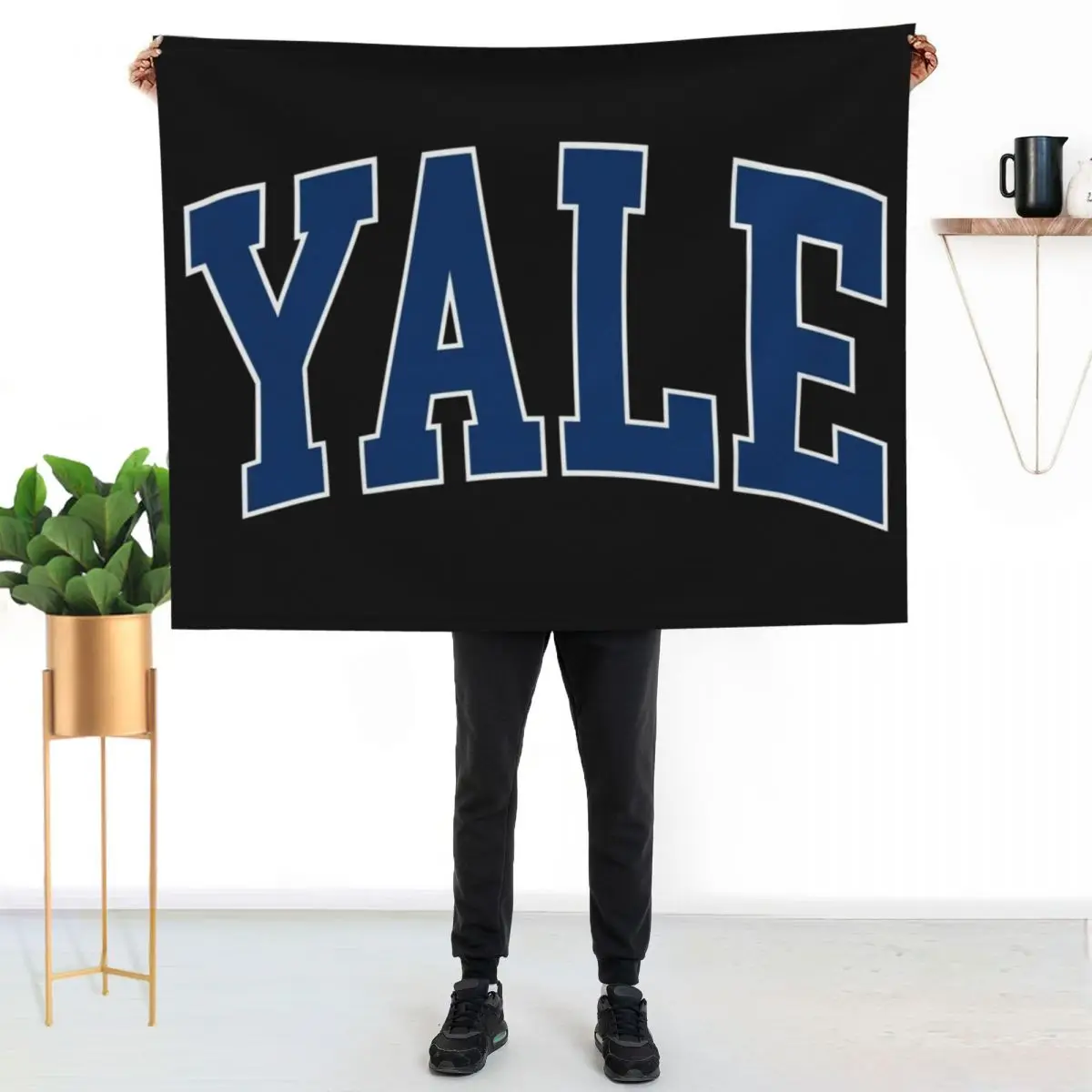 yale - college font curved Throw Blanket Softest Luxury Thicken Giant Sofa Soft Plush Plaid Luxury Throw Flannel Fabric Blankets