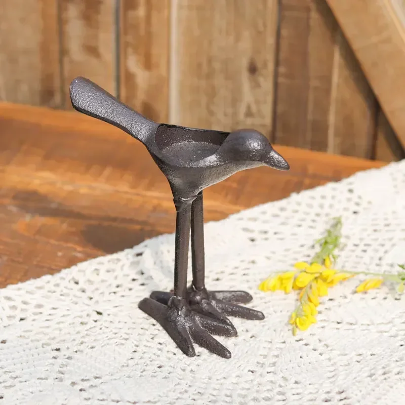 

Vintage cast iron bird candlestick ornaments tabletop iron art animal decorative artifact