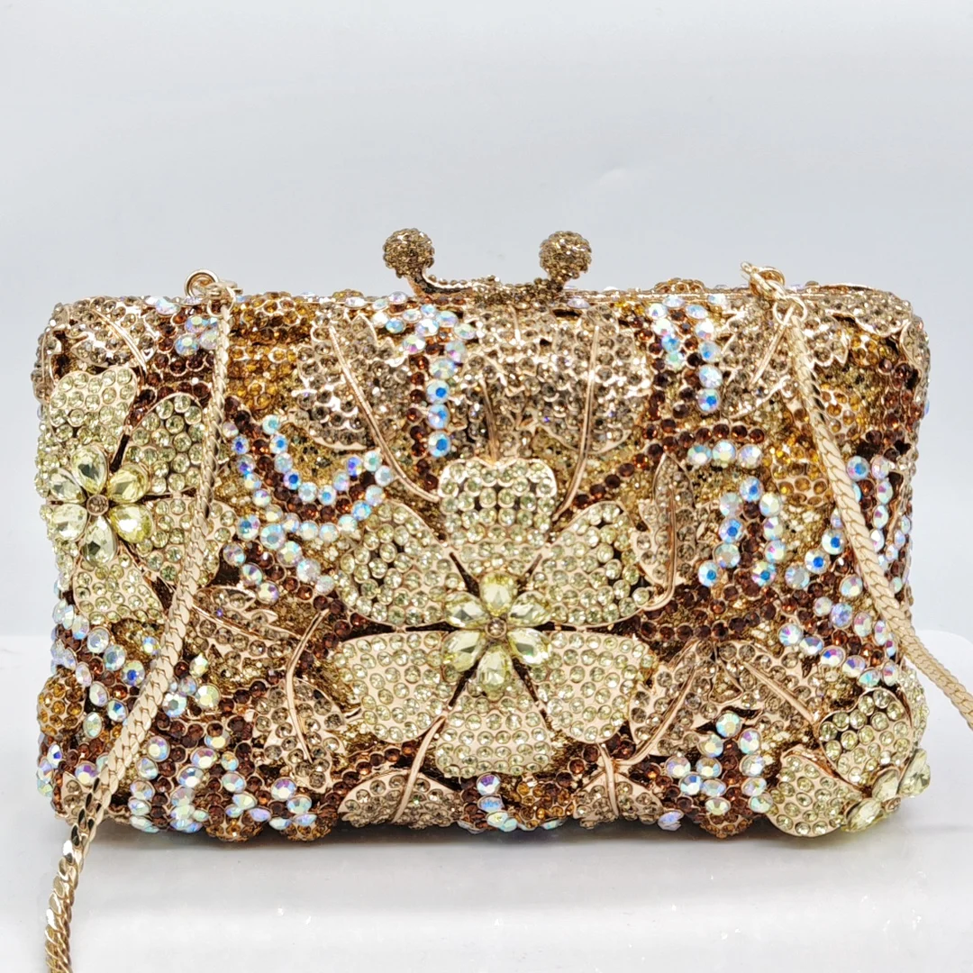Hollow Flower Diamond Dinner Bag High-end Diamond Evening Women's Crystal Clutch Purses Luxury Designer Bolsas Marcas Originales