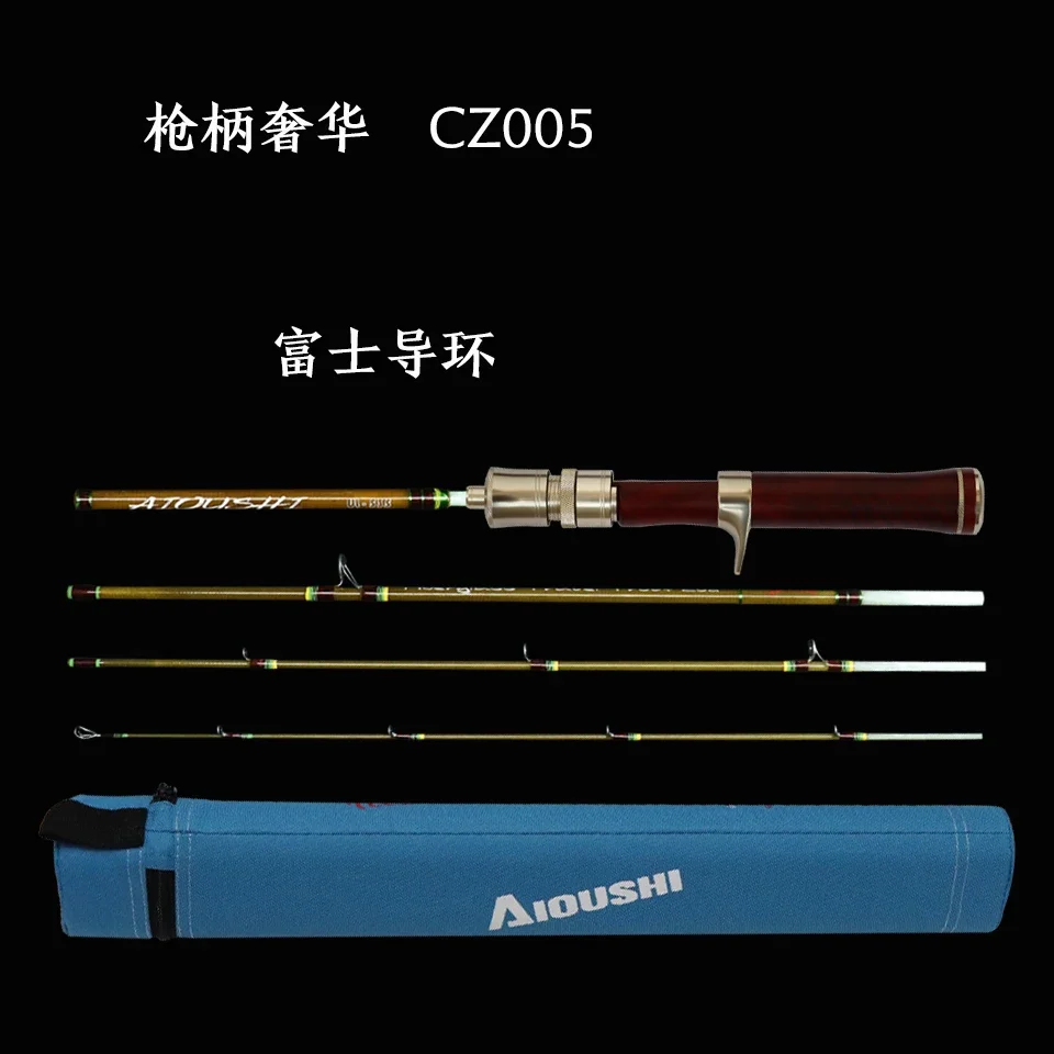 Multi-functional catapult fishing rod1.43m  5 section hollow glass fiber trout rod, easy to carry, all solid wood handmade