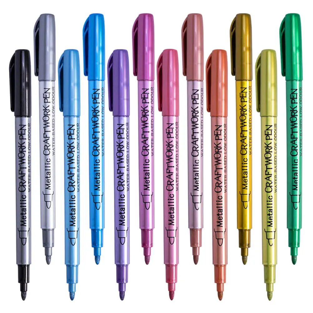 

12Pcs Wax Seal Paint Markers Metallic Color Pens Portable Soft Brush Head Smooth Writing for Wood Rock Tire Painting Graffiti