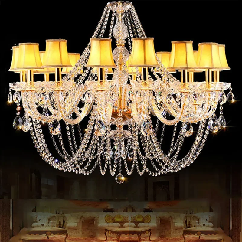 TEMOU European Luxury Crystal Pendent Lamp Living Room Restaurant Bedroom Villa Hotel Clothing Store Beauty Salon Chandelier