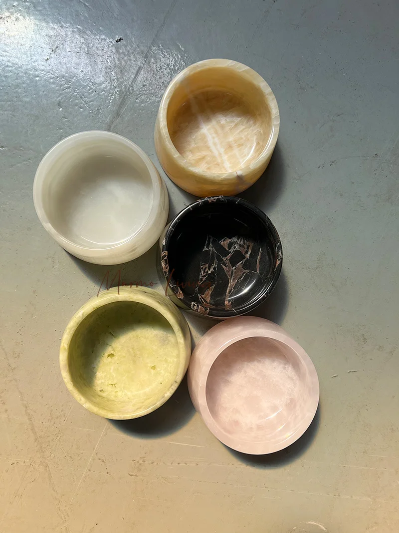 

Internet Celebrity Blogger's Same Jade Pet Bowl Cat and Dog Food Basin Natural Marble Bowl Light Luxury Decoration Customization