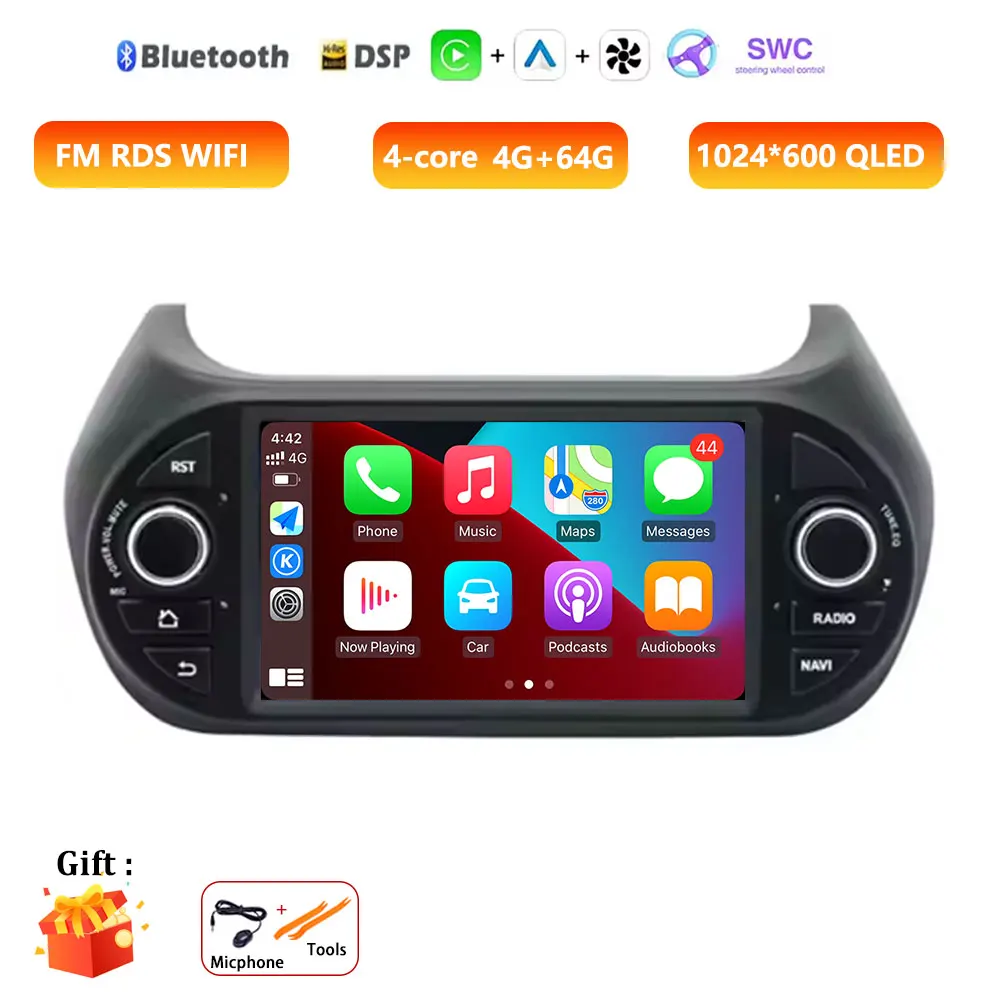 7 "Android Auto Radio Voor Fiat Fiorino Qubo Citroen Nemo Peugeot Bipper 2008-2017 Stereo GPS Carplay multimedia Video Autoradio