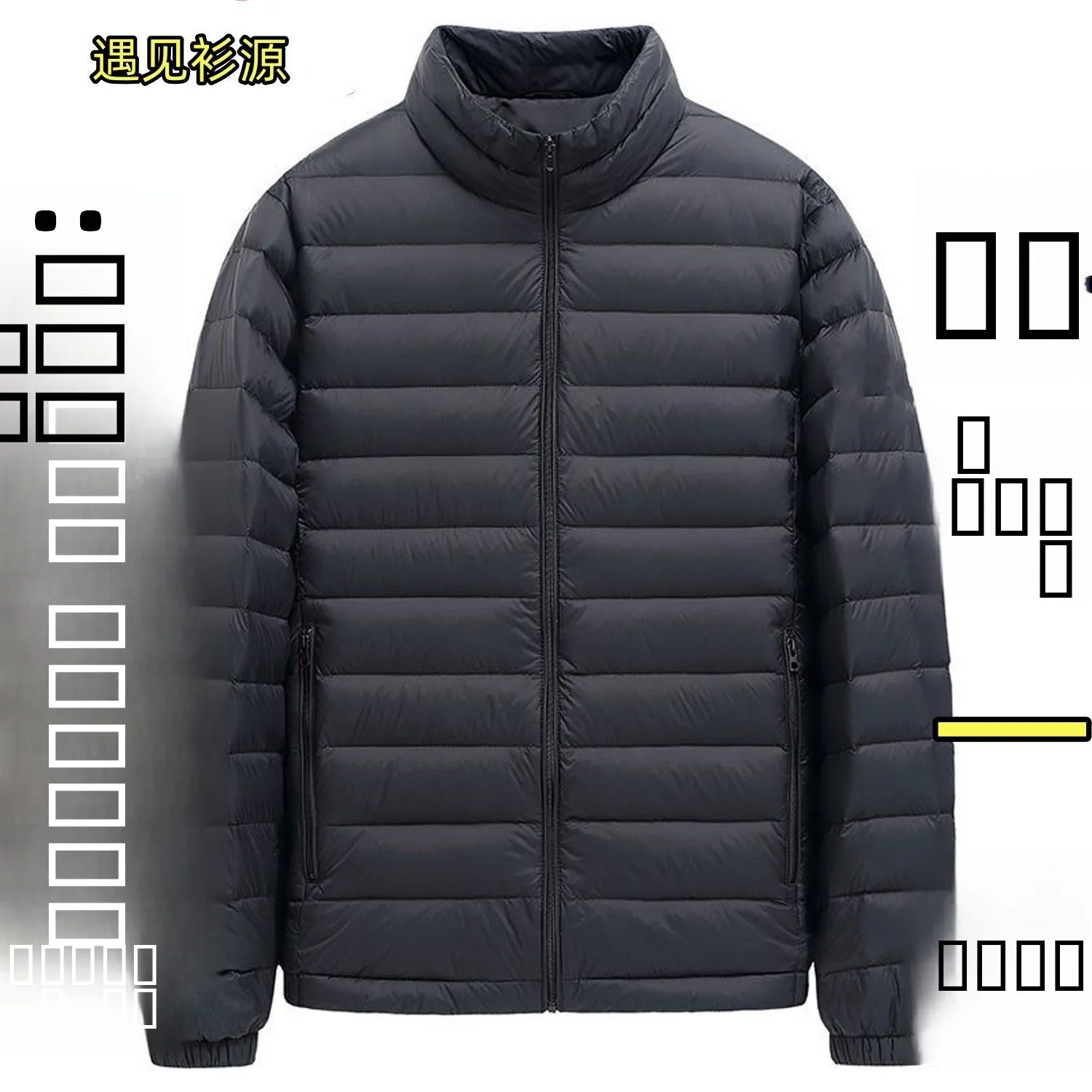 

Warmth Lightweight ort Hooded down Cotton Jaet Men Stand Collar Outerwear Knot Element Nylon Fabric Regular Thi...