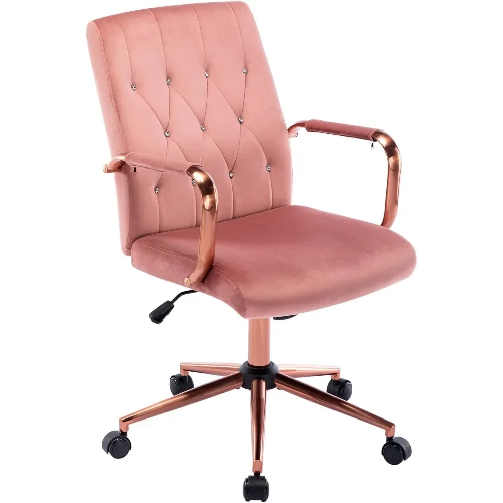 

Velvet Home Office Desk Chairs, Modern Gold Task Chair with Wheels for Office, Swivel Adjustable Computer Chair