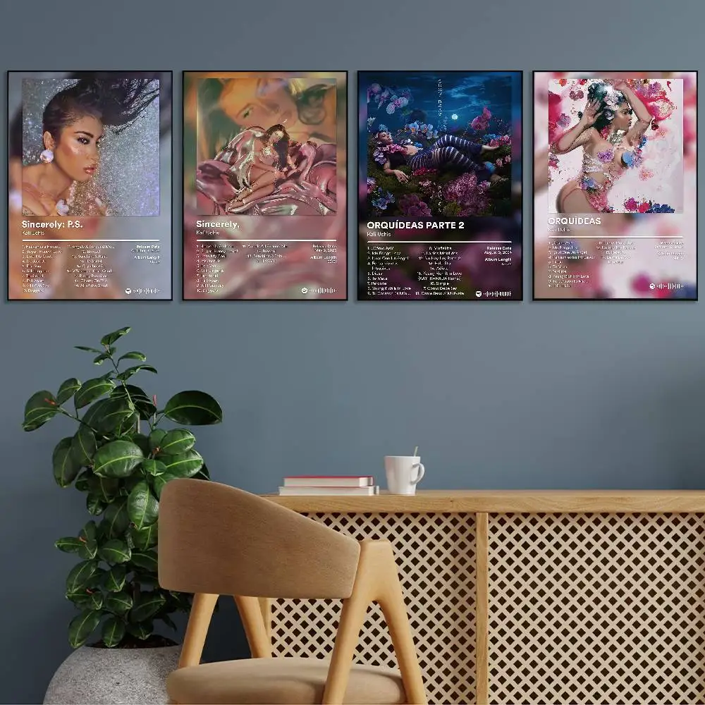 Singer Kali Uchis Sincerely P.S Poster Sticky Wall Art Printing Waterproof Home Living Bed Room Bar Aesthetic Decor