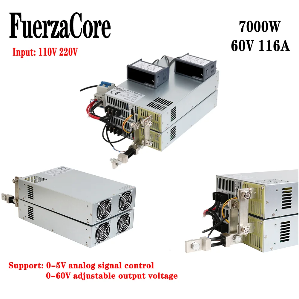 

60V power supply 7000W High Power SMPS 0-60V Adjustable output 0-5V Analog Signal PWM PLC Control 60VDC Motor Battery LED Solar