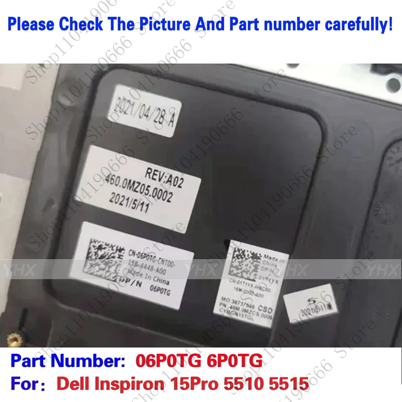 Notebook computer components  New For Dell Inspiron 15Pro 5510 5515 Palmrest with Keyboard 15.6 backlit 06P0TG.