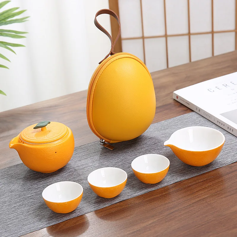 

Kung Fu Tea Set Teacup Teapot Set Outdoor Portable Tea Set Creative Orange-shaped Tea Set Kung Fu Tea Set Tea Pot Set