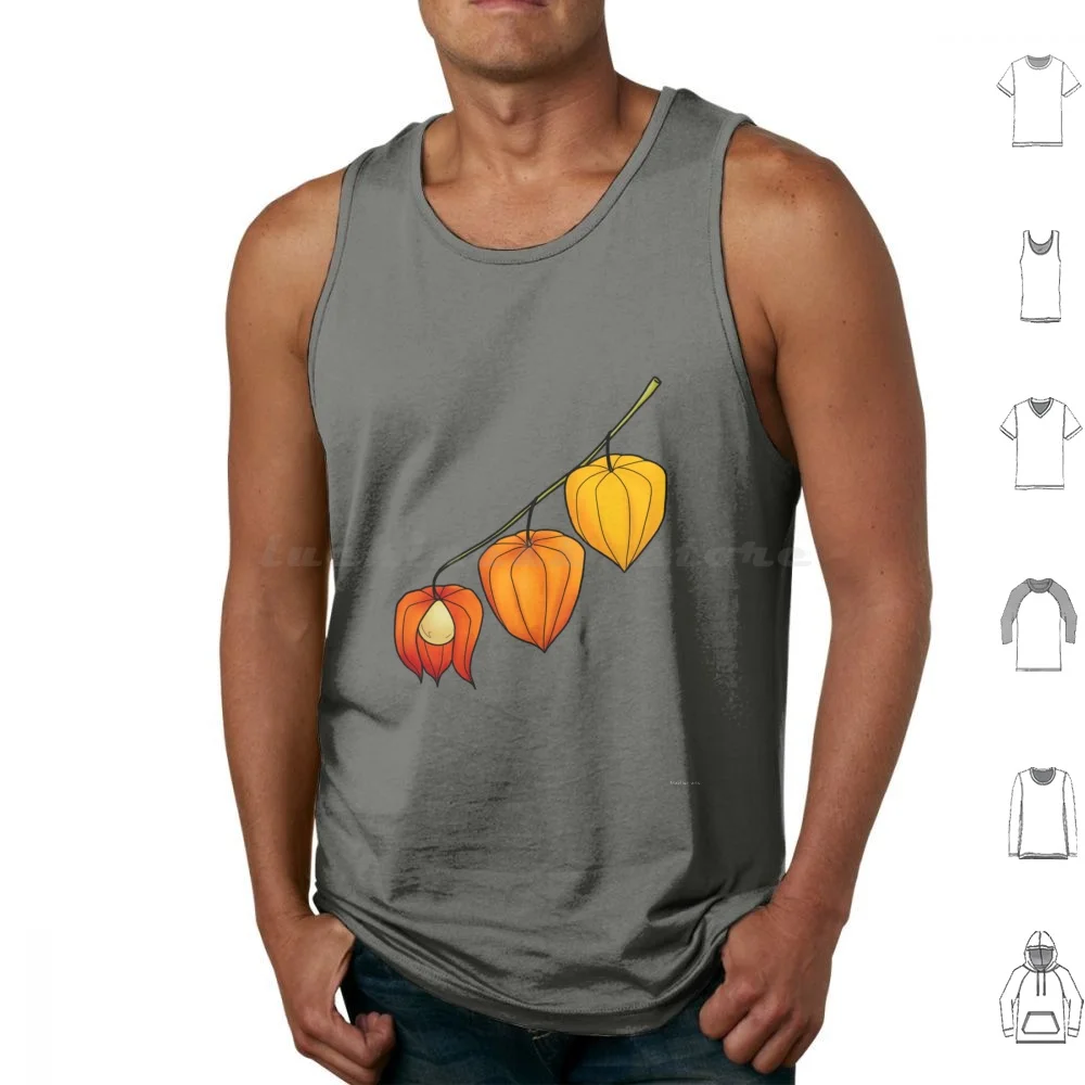 Groundcherry Tank Tops Vest Sleeveless Groundcherry Phsalis Nightshade Autumn Botanical Plant Cottage Core Goldenberry