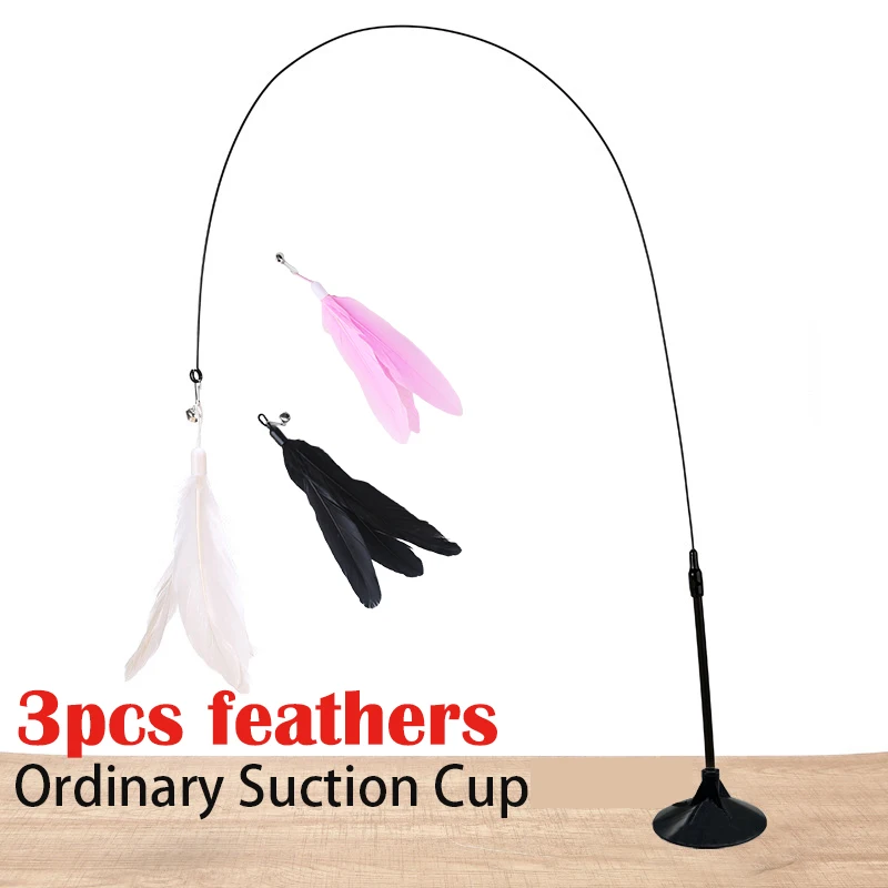 Interaktive Katze Spielzeug Handfree Katze Stick Kätzchen Spielen Teaser Zauberstab Spielzeug Saugnapf Feder Zauberstab Heimtierbedarf Simulation Feder