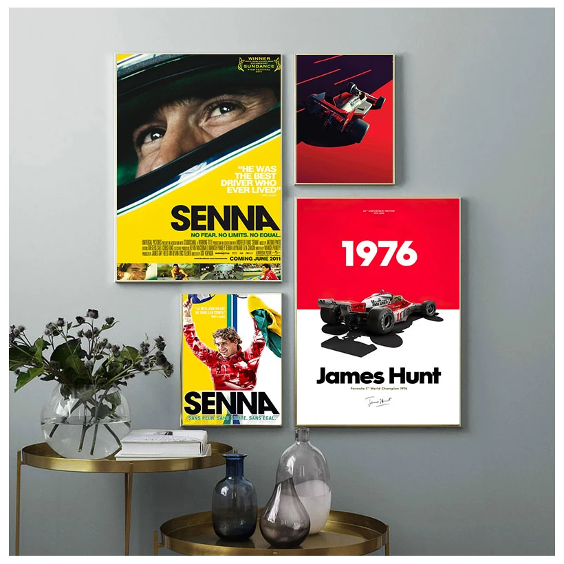 Ayrton Senna F1 Fórmula Lenda Estrela Campeão Race Car Poster Arte de parede Cópias em tela Pintura