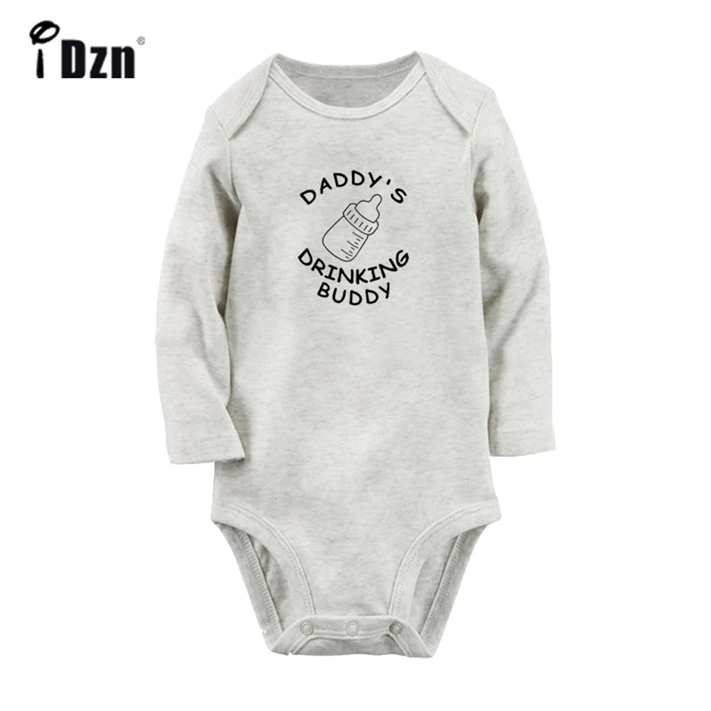 Daddy's Drinking Buddy Cute Baby Rompers Baby Boys Girls Fun Print Bodysuit Infant Long Sleeves Jumpsuit Kids Soft Clothes