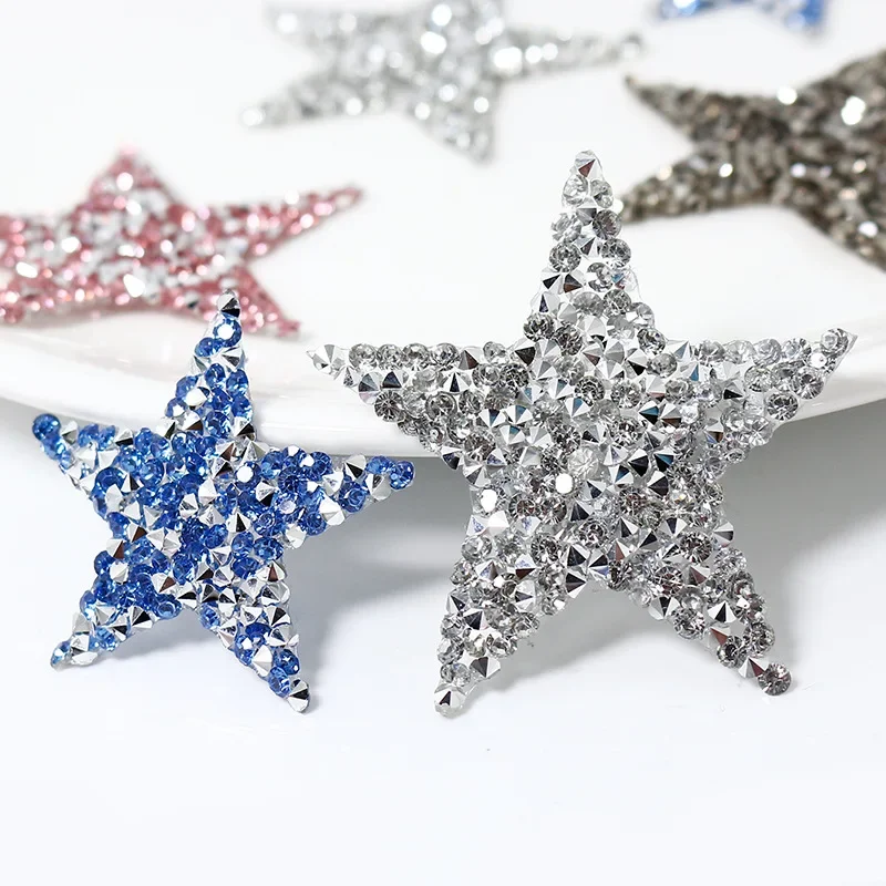 Mixed Size Star Rhinestone Iron Patches for Clothing Thermo Stickers on Clothes Fusible Patch Emblem Ironing Applications Craft