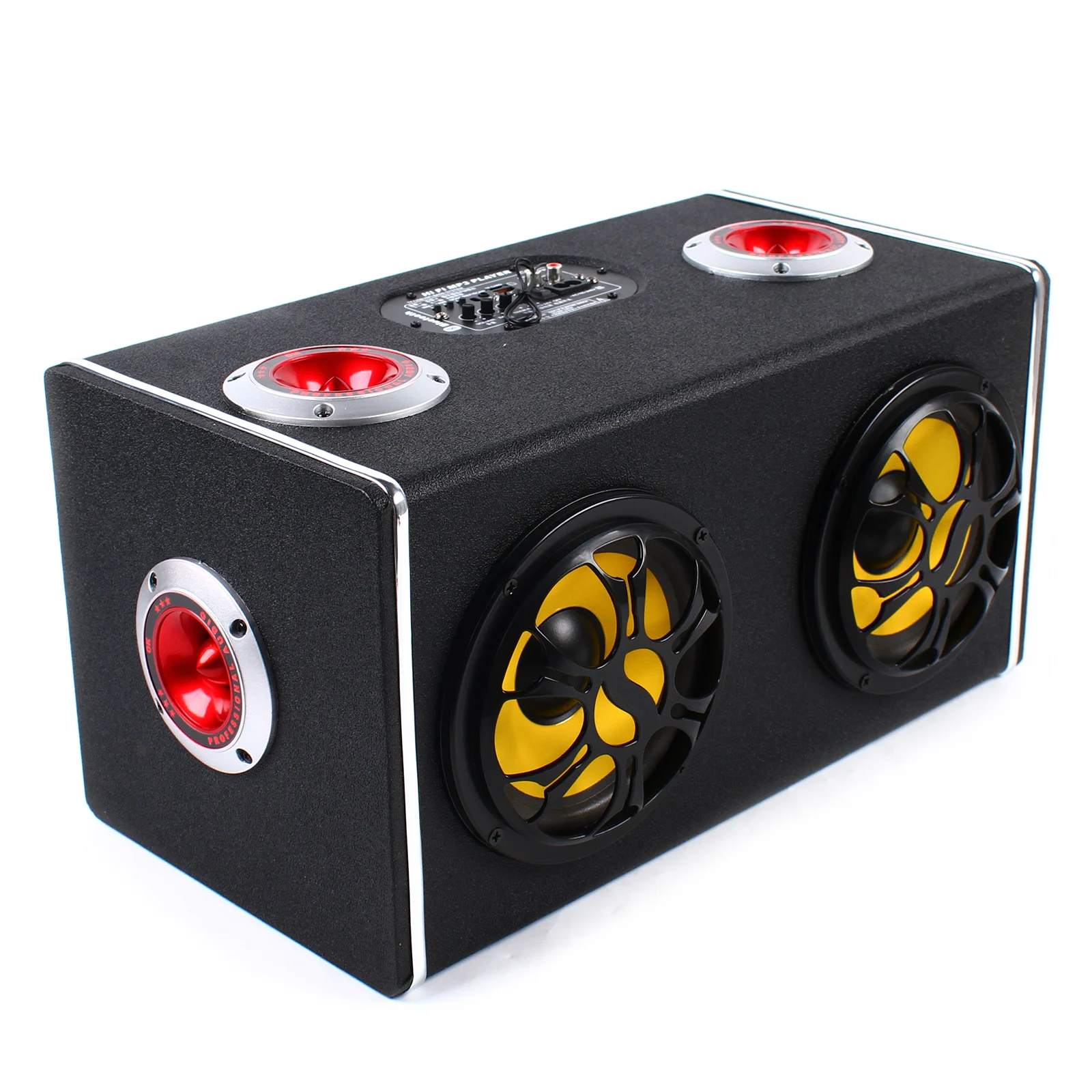 Black 600W 12/24V 6Inches Bluetooth Car Subwoofer Enclosure Powered Speaker FM USB TF Amplifiers