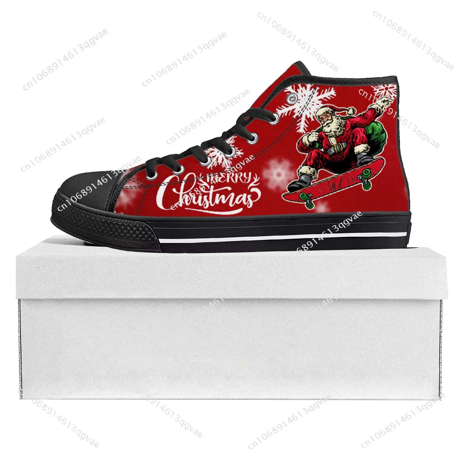 

New Christmas High Top High Quality Sneakers Mens Womens Teenager Canvas Sneaker Custom Made Shoe Casual Couple Shoes Black