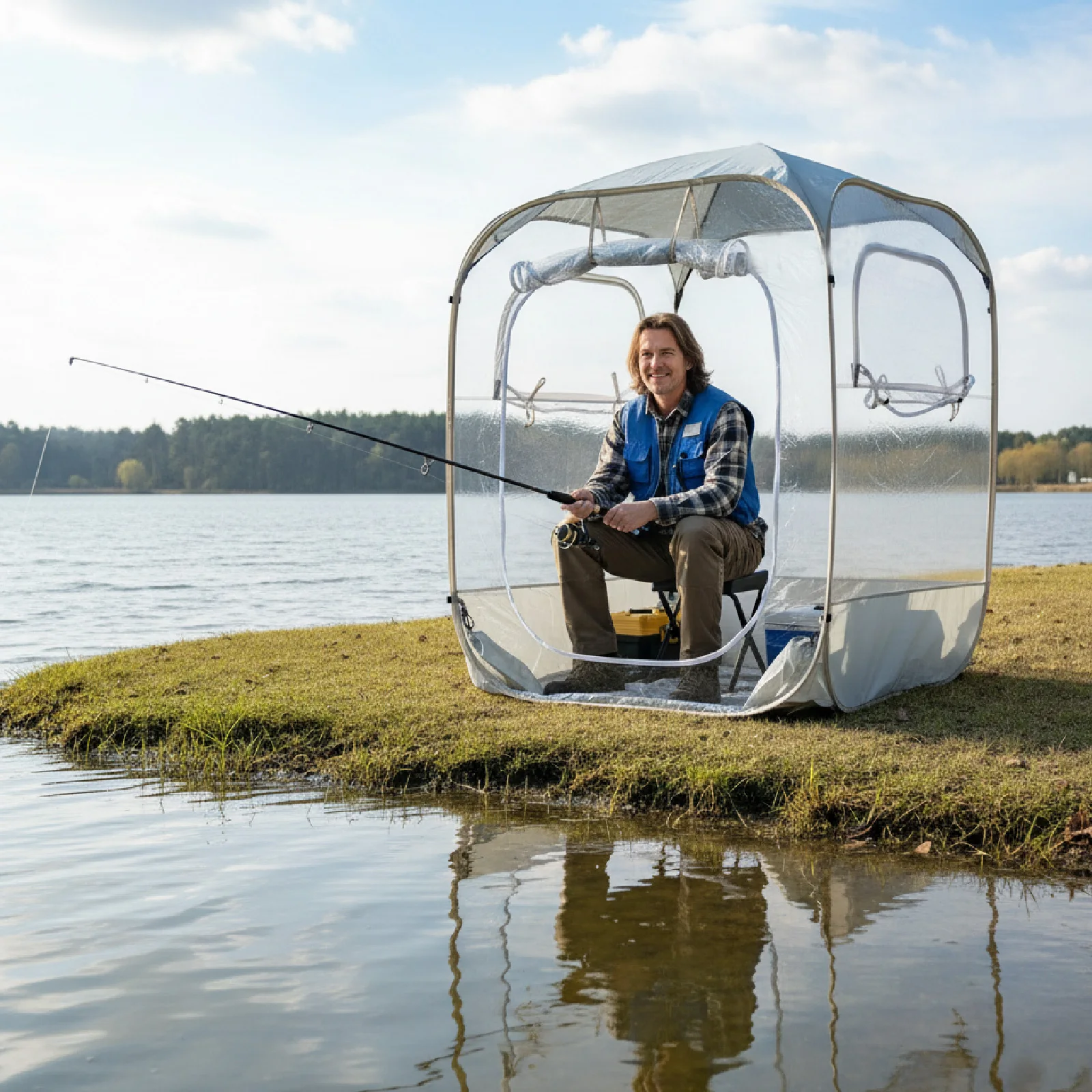 

Portable Single-Person Tent PVC Material Waterproof UV-Resistant for Camping Fishing Sporting Events Outdoor Gear