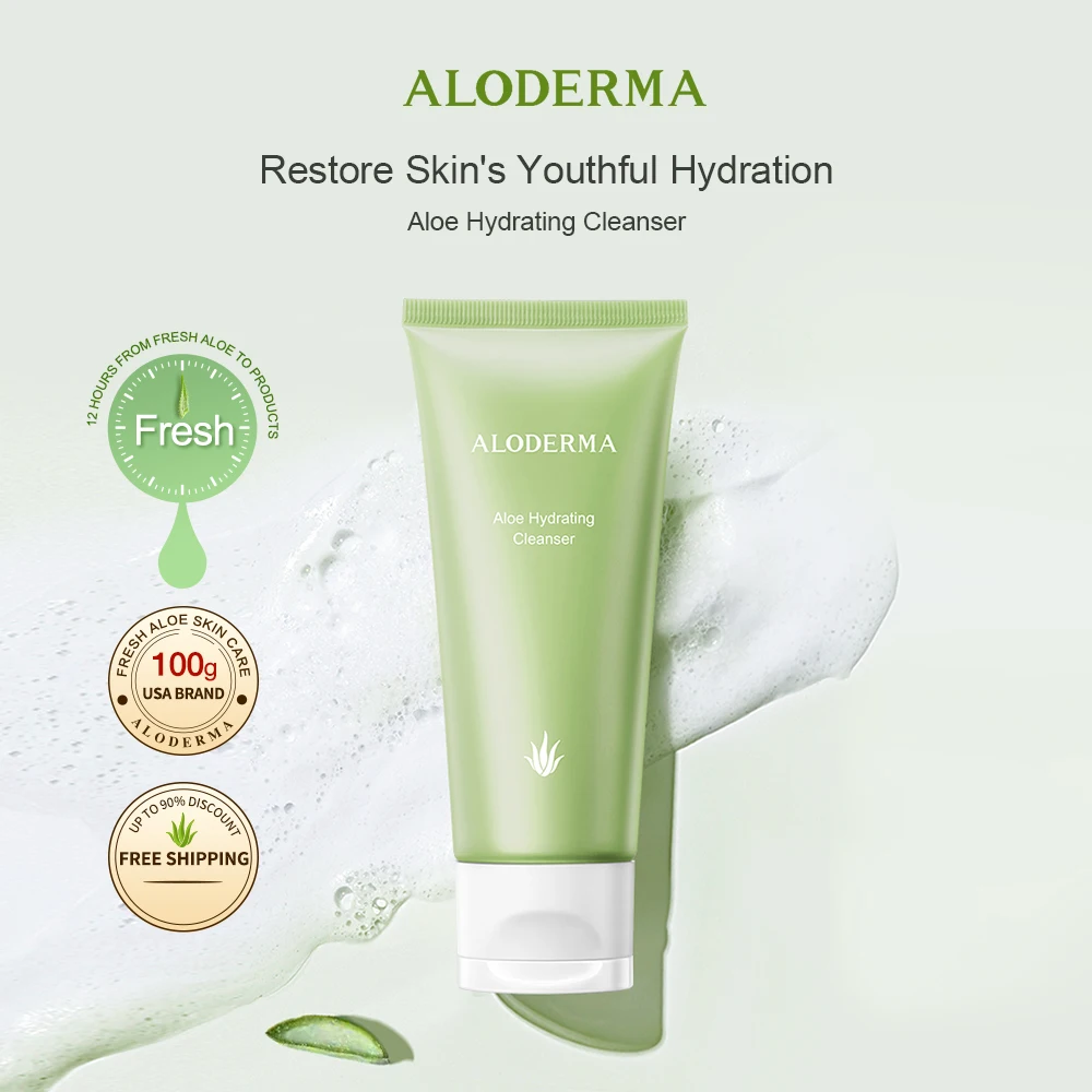 

ALODERMA Fresh Aloe Vera Hydrating Cleanser Moisturizing Facial Lotion Face Wash Gel Deep Cleaning Face Foam Skin Care 100g