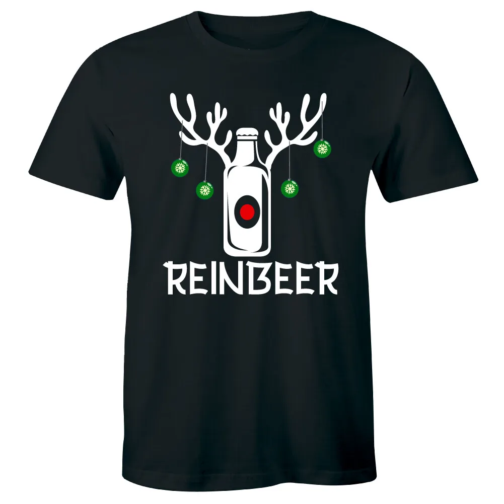 

Reinbeer Funny Reindeer Beer T Shirt for Men Christmas Holiday