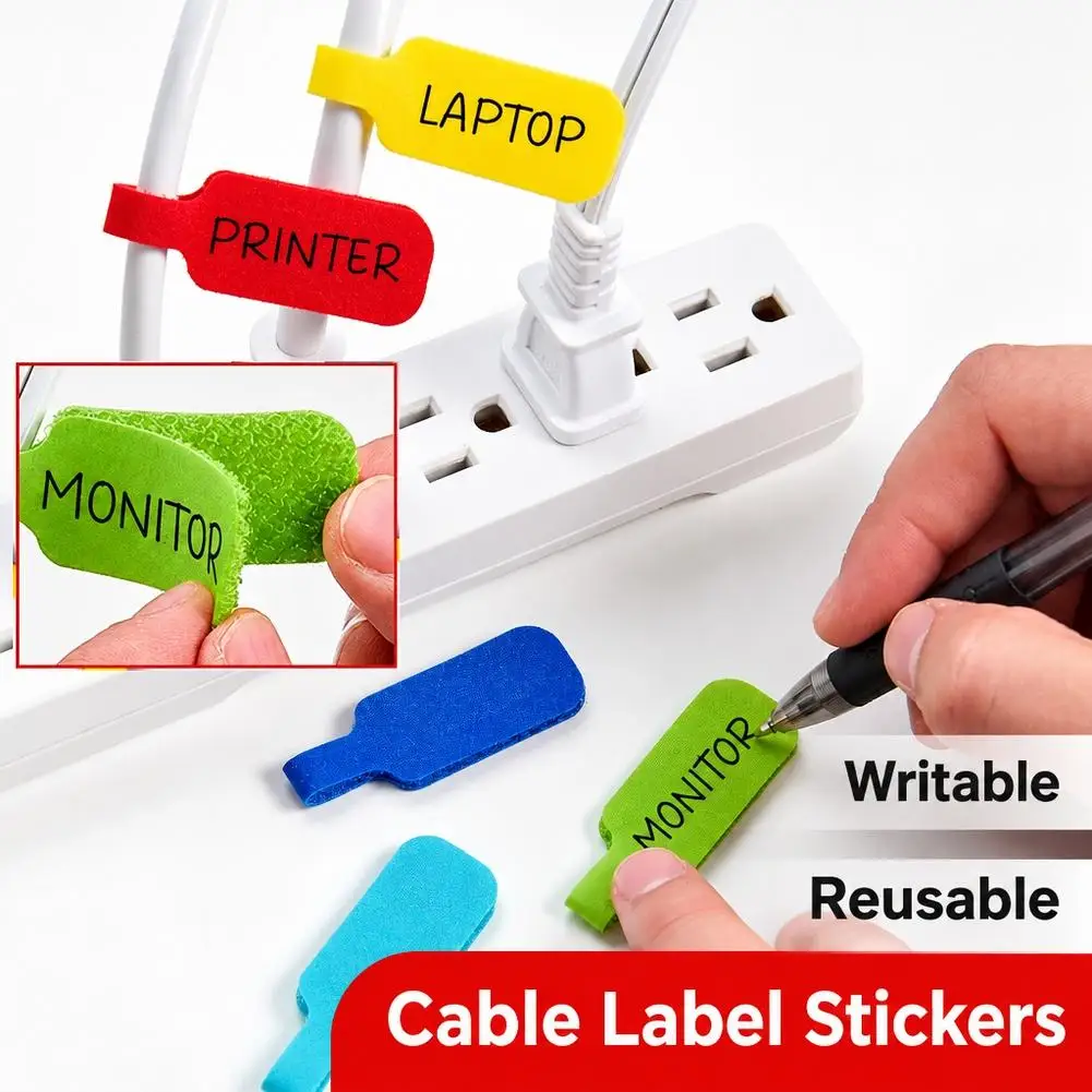 Colorful Writable Cable Labels Mark Identification Color Cable Tie Wire Markers Velcro Cable Management Tag Charger U Disk Label