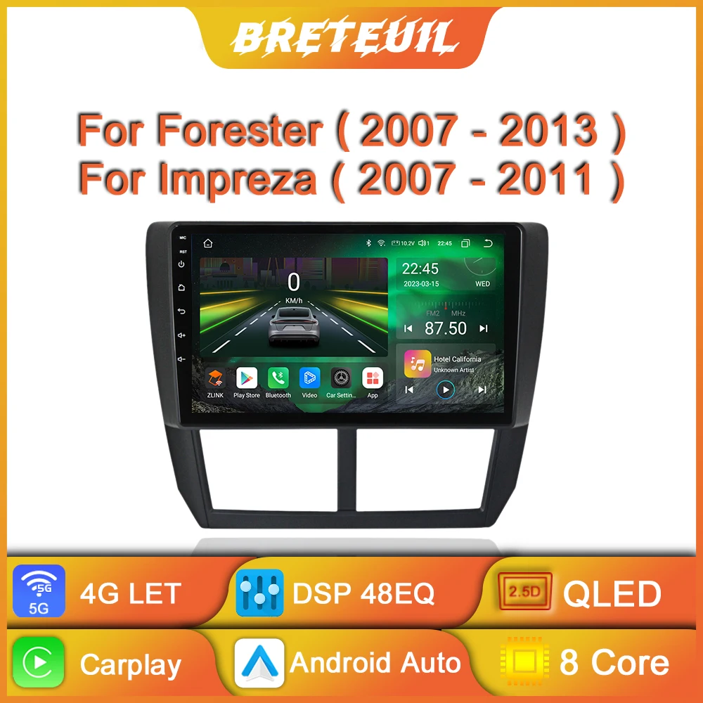 For Subaru Forester 3 2007 - 2013 For Impreza Car Radio Android Multimedia Player GPS Navigation Carpay Touch Screen Auto Stereo