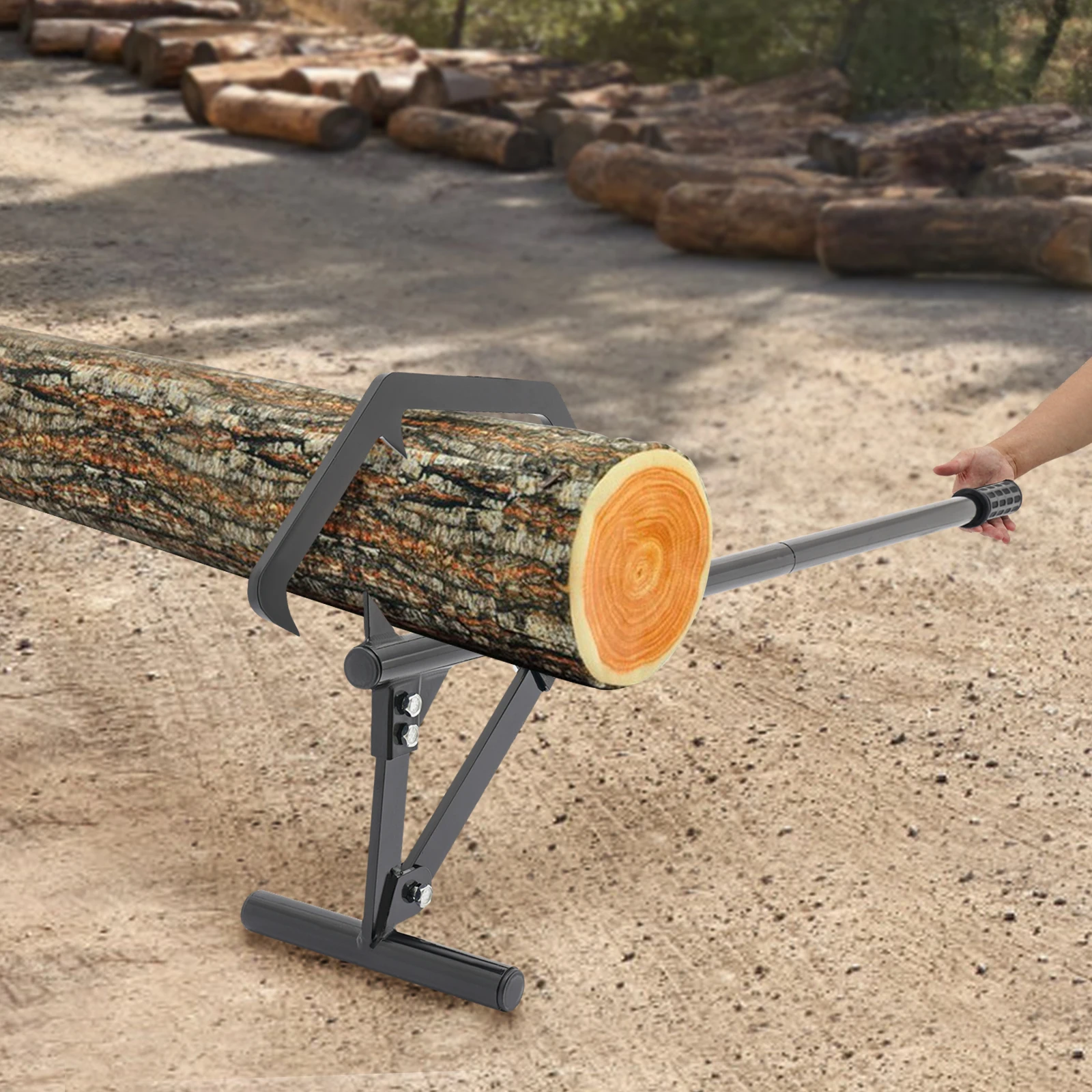 Holzheber 51 Zoll, rostbeständig, verstellbarer Holzroller mit Haken, mühelose Reinigung, Holzhebewerkzeuge zum Anheben von Holz – Detail 1