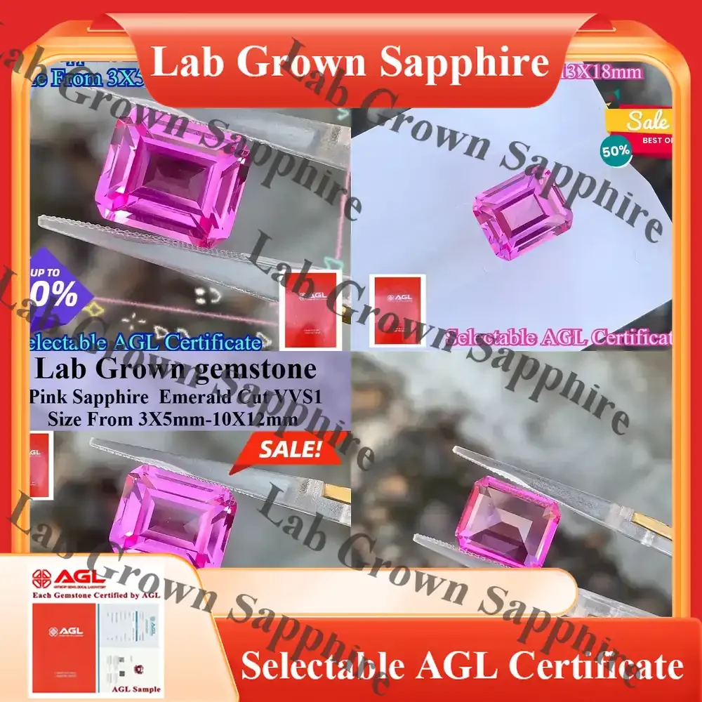 

Lab Grown Pink Sapphire Emerald Cut Gemstone for DIY Jewelry Making Rings Earrings Lab Created Sapphire for Engagement
