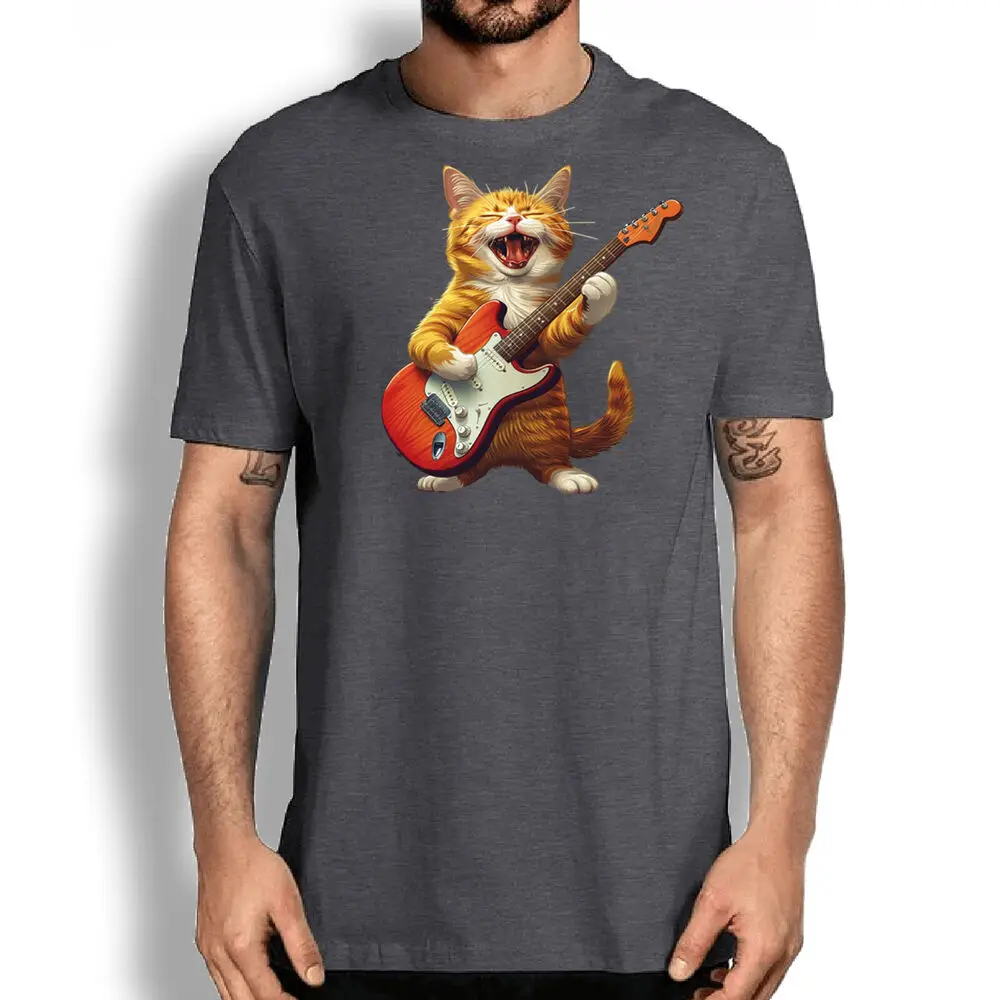 Música Lovers Novidade Tee, Gato Laranja, Estrela, Músico T-Shirt