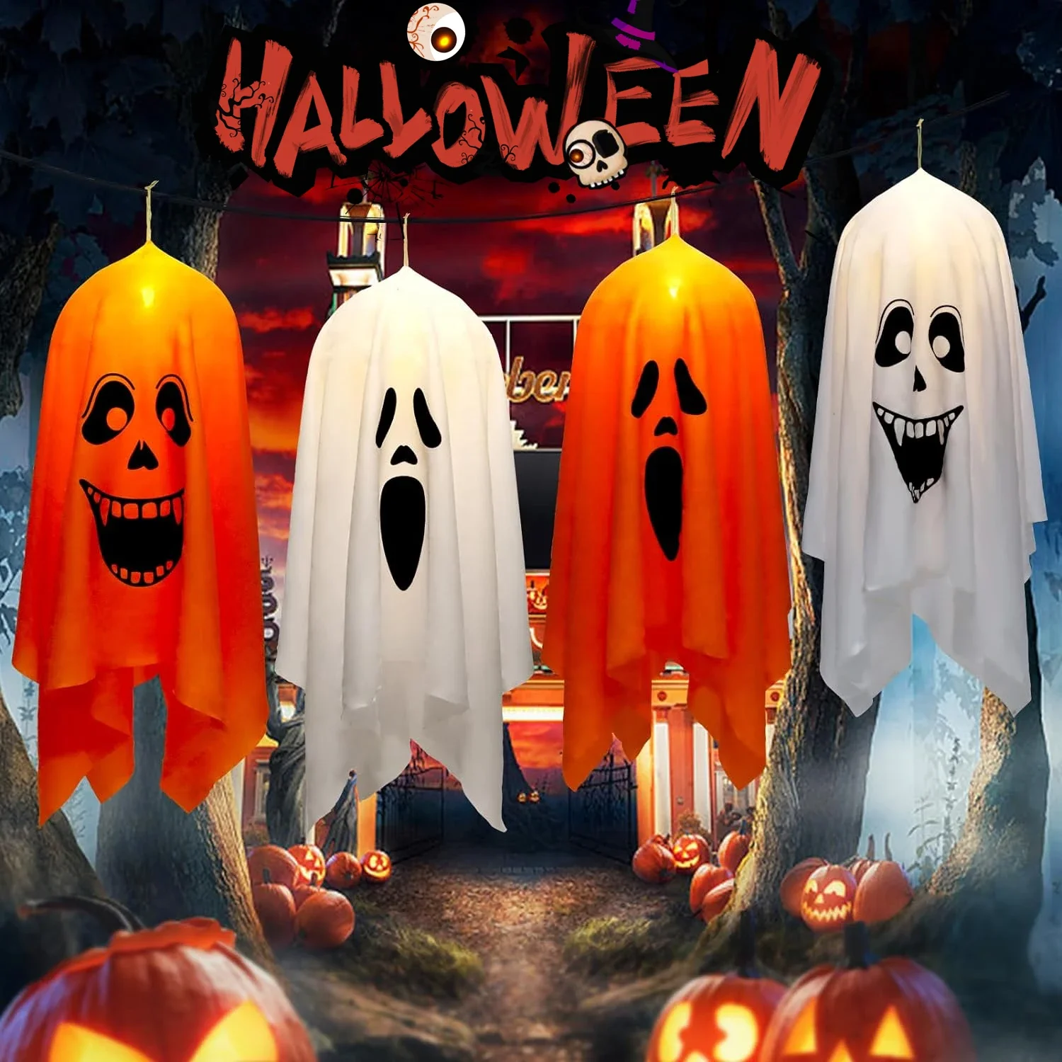 

Halloween Ghost Windsocks With Led Light Halloween Windsocks With Light Halloween Glow In The Dark Ornaments Outdoor Yard Decor