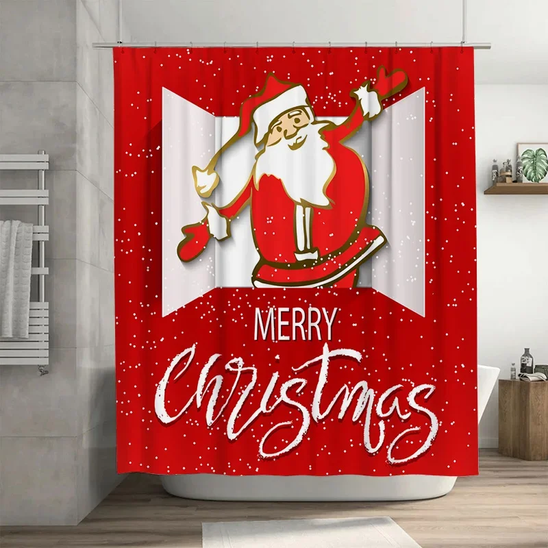 

TU Праздничная Рождественская занавеска для душа Праздничный декор для ванной комнаты Веселый рождественский фон Водонепроницаемая ткань Дизайн Санта-Клауса Праздничный Хо