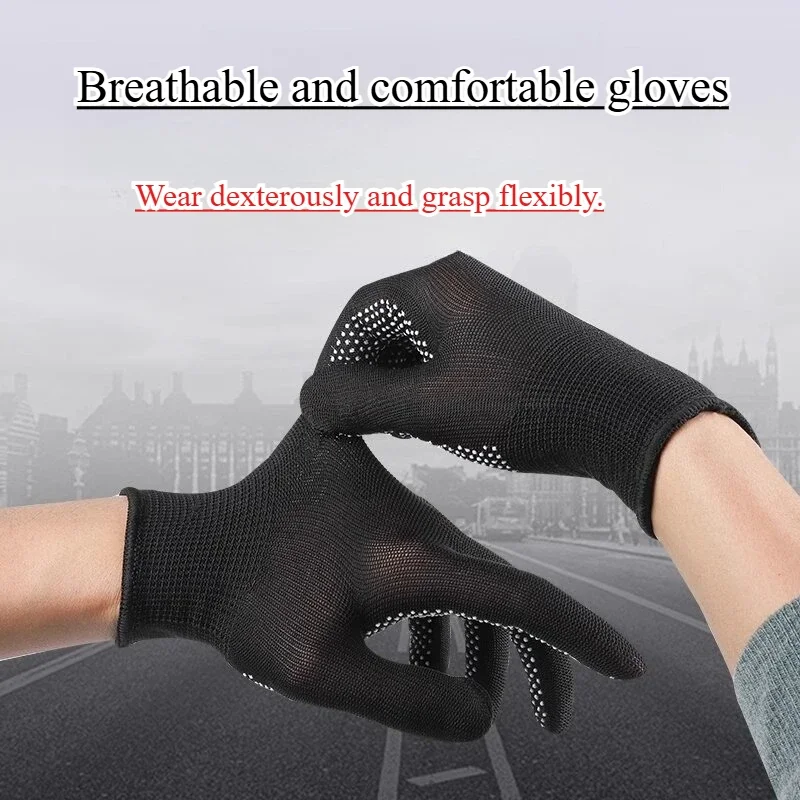 12 Pairs Gloves, Nylon Beads, Anti-slip Drivers, Driving, Handling, Dispensing, Thin Gluing and Wear-resistant Work.