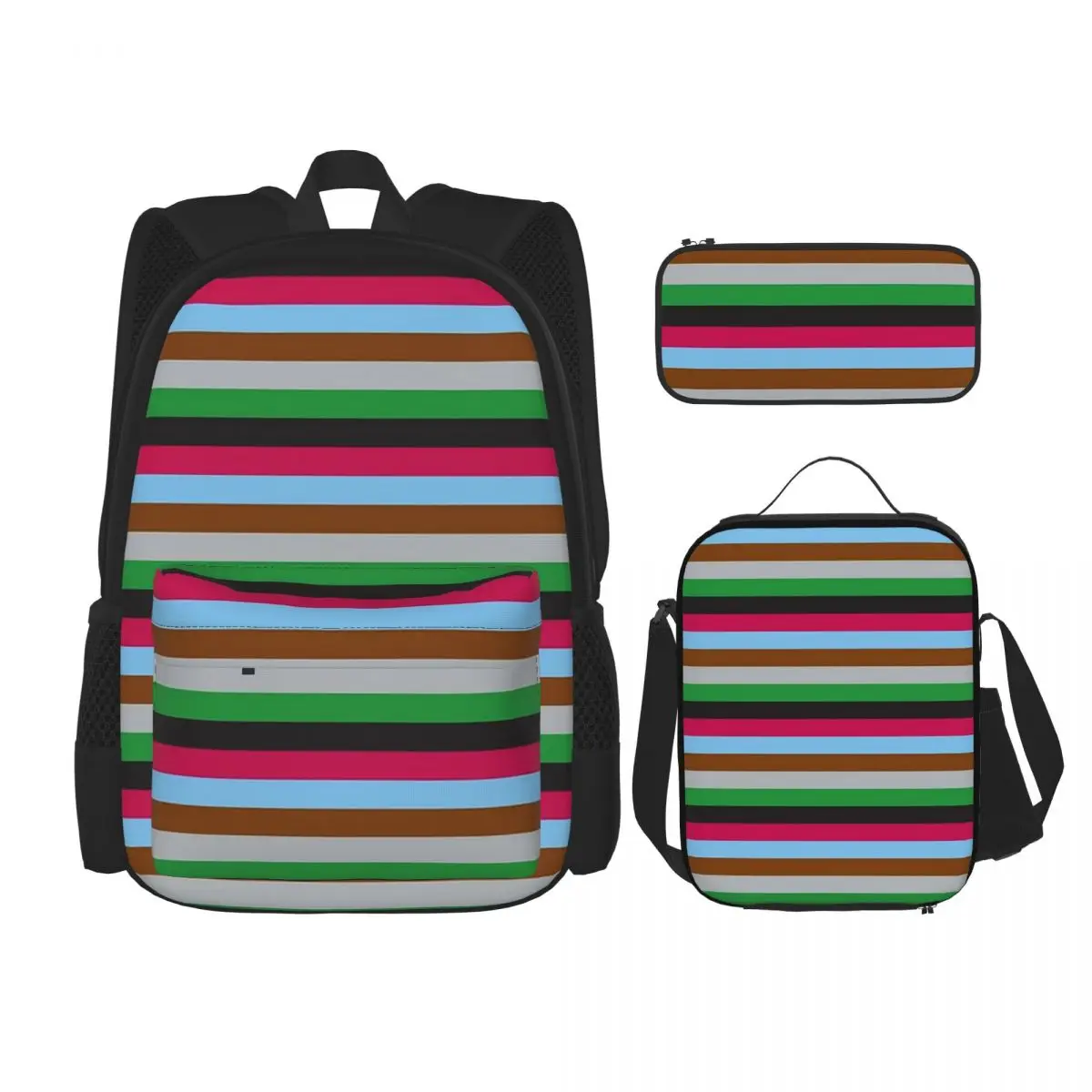 

Harlequins Rugby Striped Backpacks Boys Girls Bookbag Students School Bags Kids Rucksack Lunch Bag Pen Bag Three-Piece Set