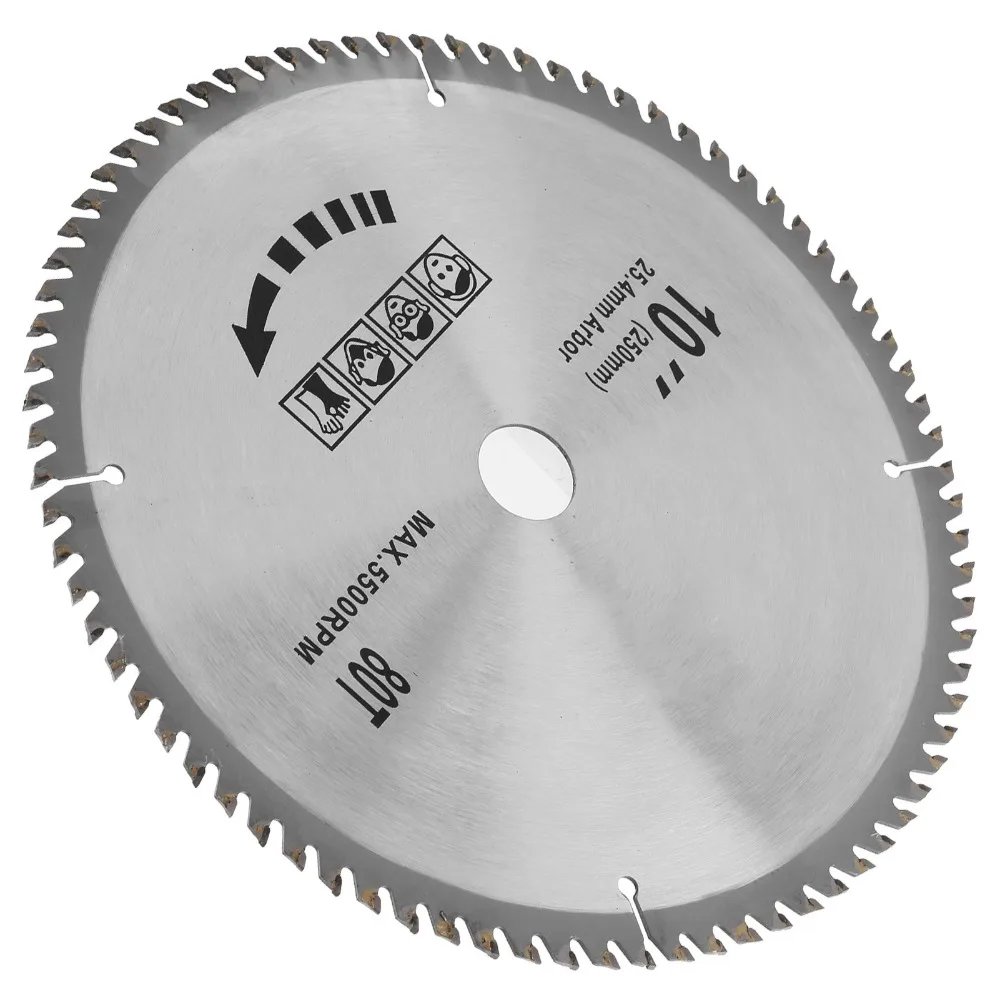 10 Inch 254mm Circular Saw Blade 80 Tooth Count Heat Dissipation Cemented Carbide Saw Blade Noise Reduction Cutting Disc