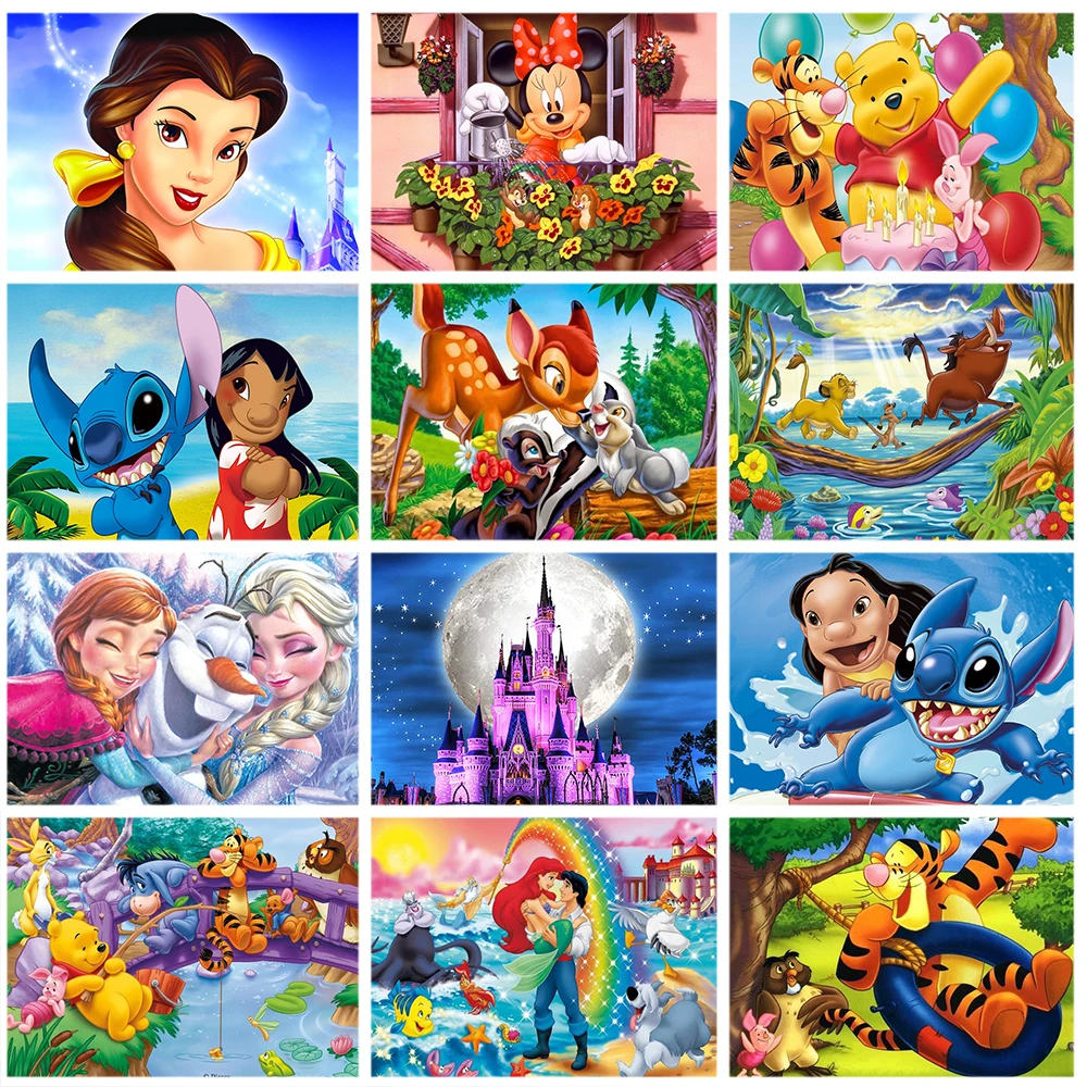 Disney Diamond Painting Cartoon Castle Stitch Bambi DIY 5D Diamond Embroidery Full Set Rhinestone Cross Stitch Home Decor