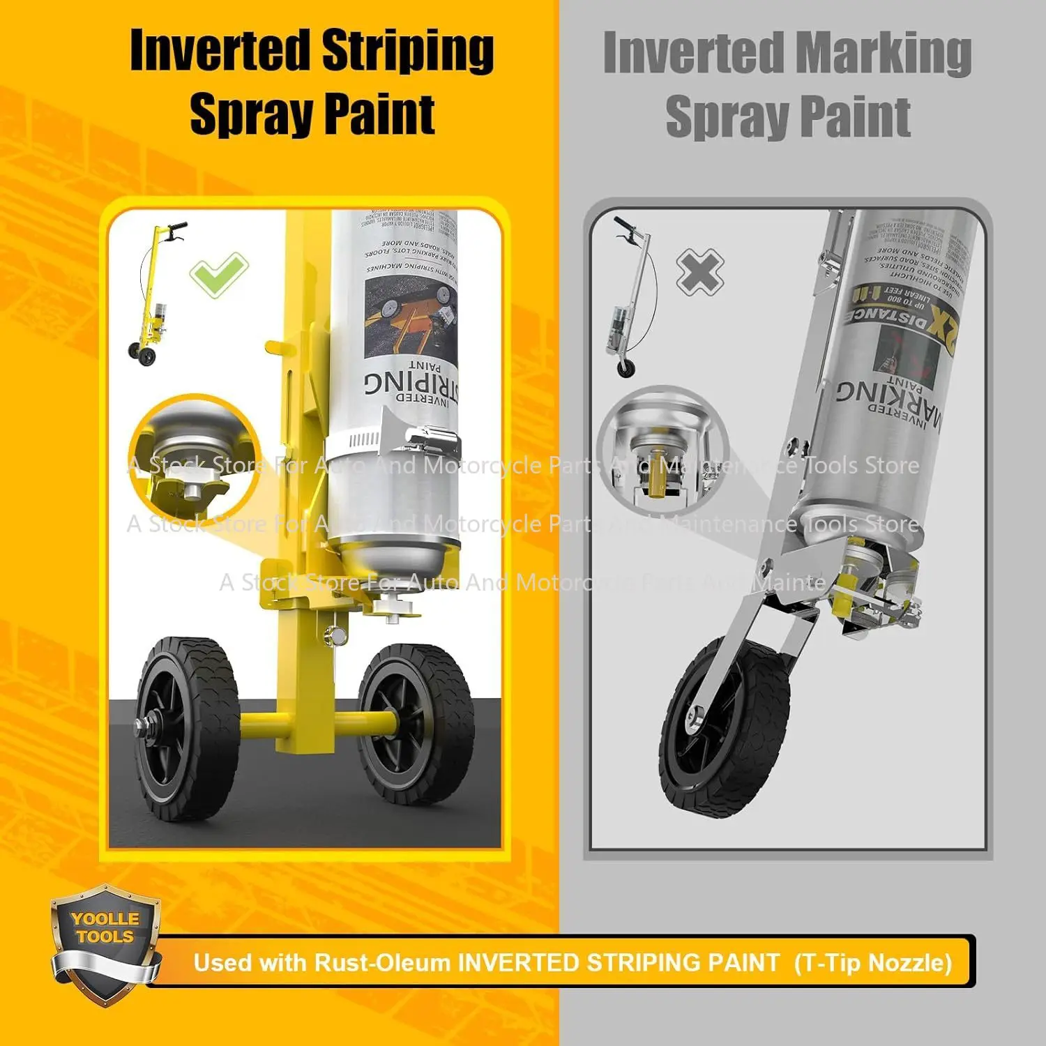 For YOOLLE-TOOLS 2395000 Stripe Paint Stick, Industrial Double Wheel Stripe Paint Stick