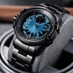 OBLVLO Luxury Men's Diving PVD Mechanical Automatic Watch Designer Blue Dial 100m Waterproof Watch Relogios Masculino CAM-SUN