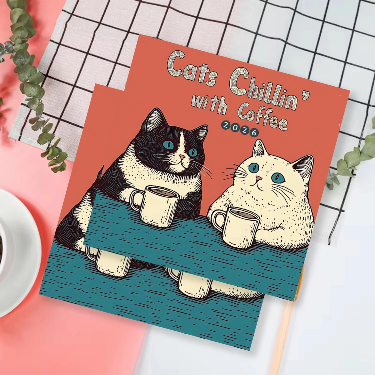 Calendario da parete 2026 Calendario da parete mensile da appendere Design gatto Calendario mensile per agenda familiare da 12 mesi per l'home office