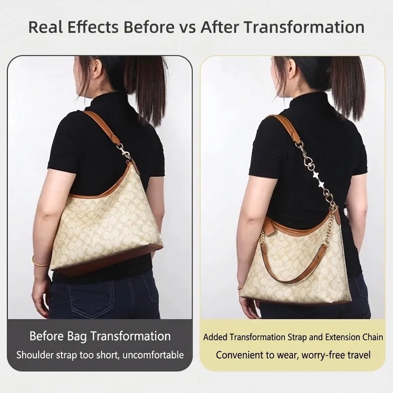 Shoulder Strap & Clover Extension Chain Fit Coach Laurel Bucket Bag Crossbody Conversion Handbag Modify Accessories