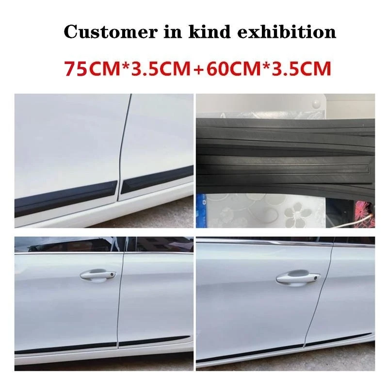 Car Sticker 75CM-60CM Lengthen Body Anti-scratch Decorative Decal Full Black Car Side Door Edge Guard Protection Soft Strip