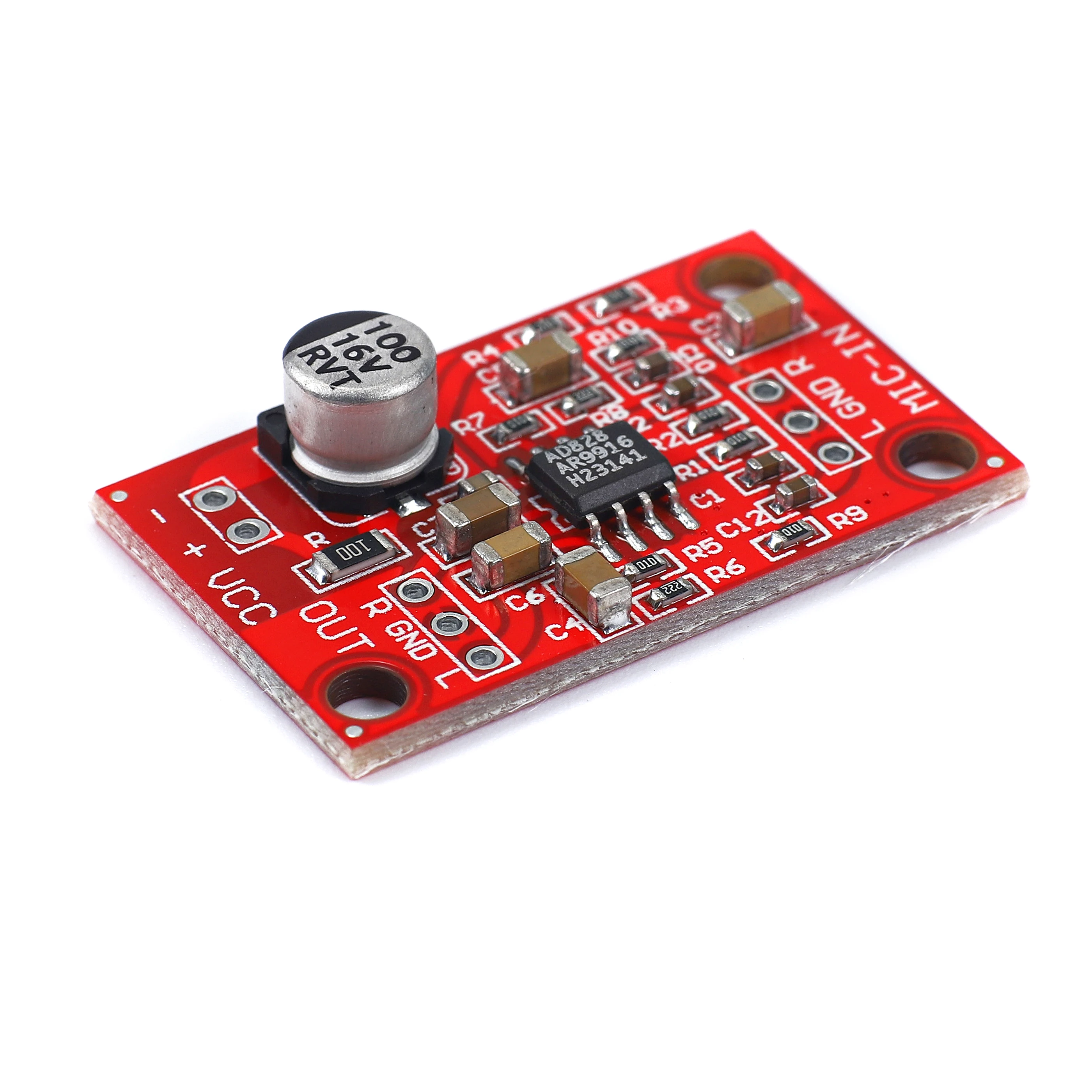 AD828 Stereo Dynamic Microphone Preamplifier Board MIC Preamp Module DC 3.8V-15V