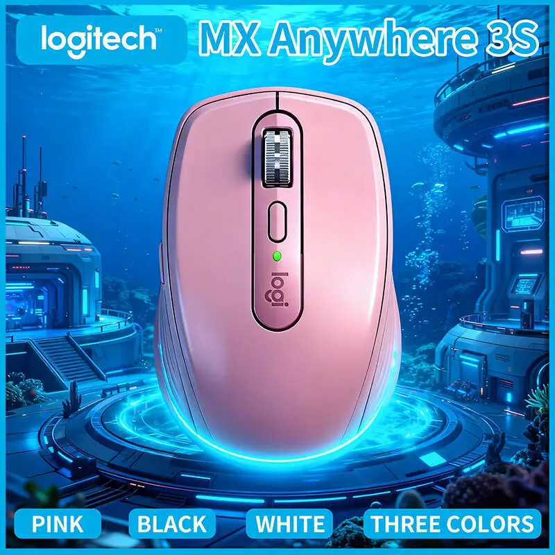 

Logitech MX Anywhere 3S Wireless Mouse - 8000 DPI Glass Tracking, MagSpeed Scroll, Silent Click, Anti-Slip Grip for Office